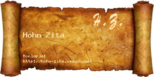Hohn Zita névjegykártya